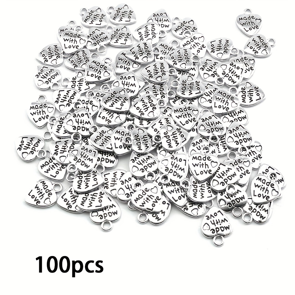 Image of 100pcs Vintage Alloy Love Letters | Love Pendant Printed For Craft Necklace, Bracelet, Keychain Jewellery Making Accessories