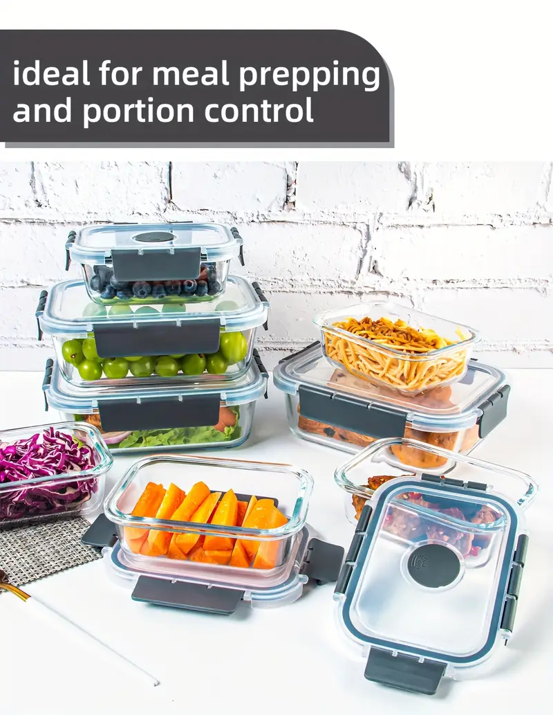 glass meal prep containers with steam vent food storage containers with airtight lids for home kitchen portion control Product details 2