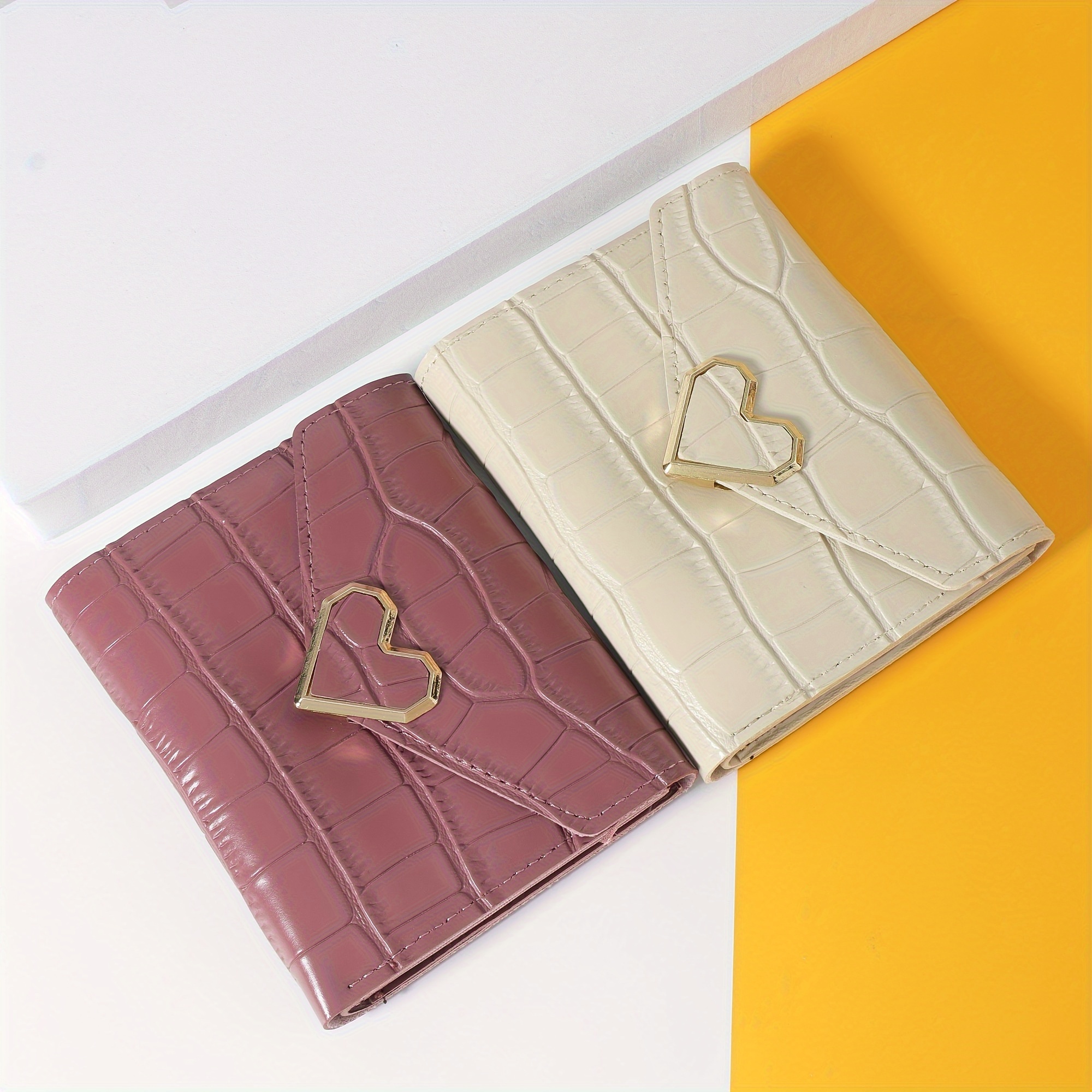 

Chic Women's Pu Leather Wallet With Animal Pattern - Compact & Stylish Credit Card Holder, Metal Heart Accent, Snap Closure Coin Purse For Women Womens Wallet