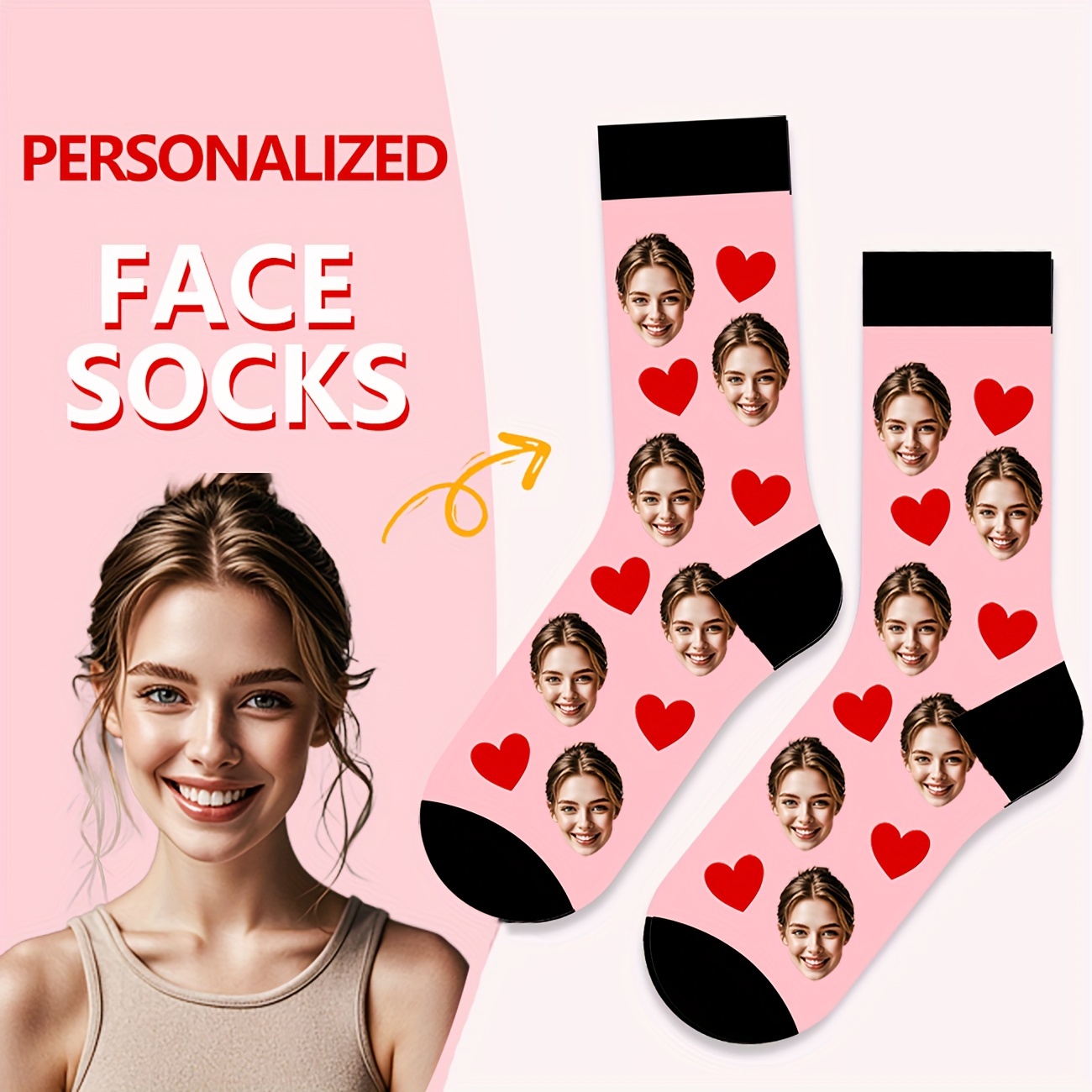 

Heart & Customized Pattern Men's Crew Socks, Breathable Comfy Casual Socks Sweat-absorbing Fashion Sports Socks For Basketball Running