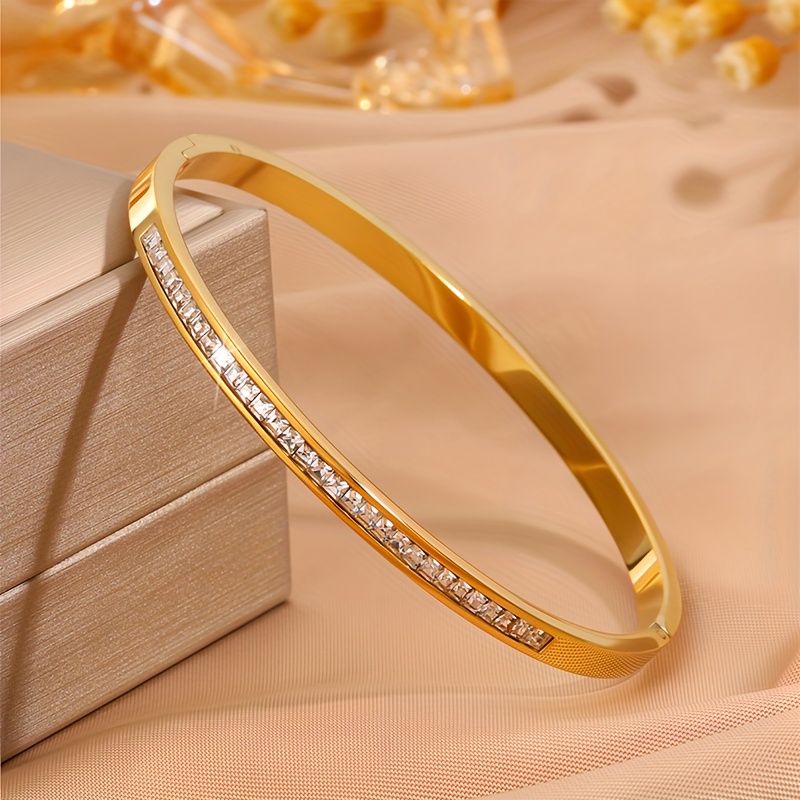 3pcs Fashion Stainless Steel Bangle Set, Stylish