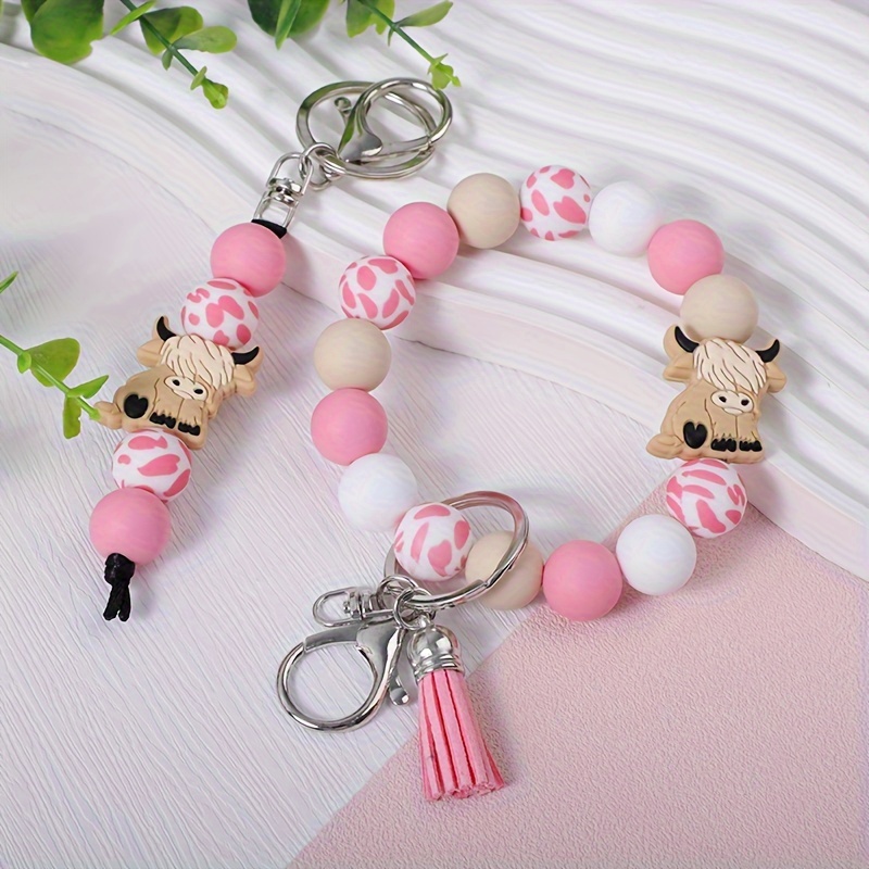 

2pcs/set Key Pendant Bracelet Keychain Bag Pendant Female Wrist Keychain Accessories For