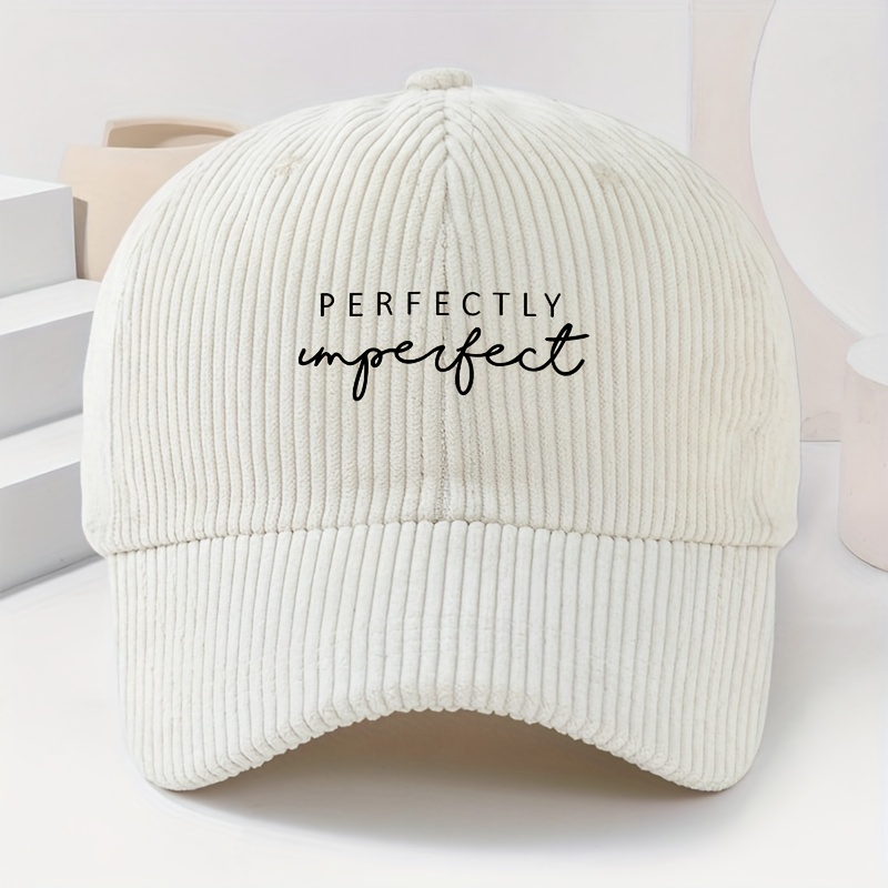 E-shop Unisex PERFECTLY Letter Print Cord-Baseballcap, Damenmode Frühling/Herbst verstärkte weiche Baseballcap, Herren Herbst/Winter lässige warme
