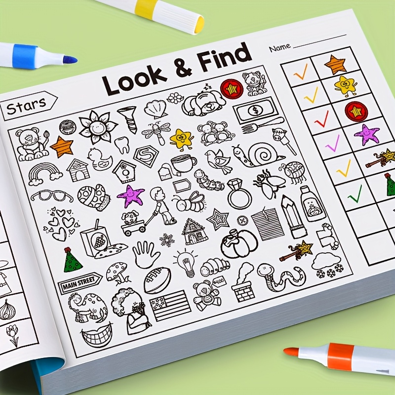 Interactive Treasure Hunt Game Book - Enhance Brain Skills with Sudoku Puzzles, Memory & Color Recognition, Durable Travel Educational Cards for Home and School Use, Perfect Gift for Thanksgiving, Christmas, and New Year, Find The Difference Book, Find The Difference 2, Colouring Book, Drawing Book