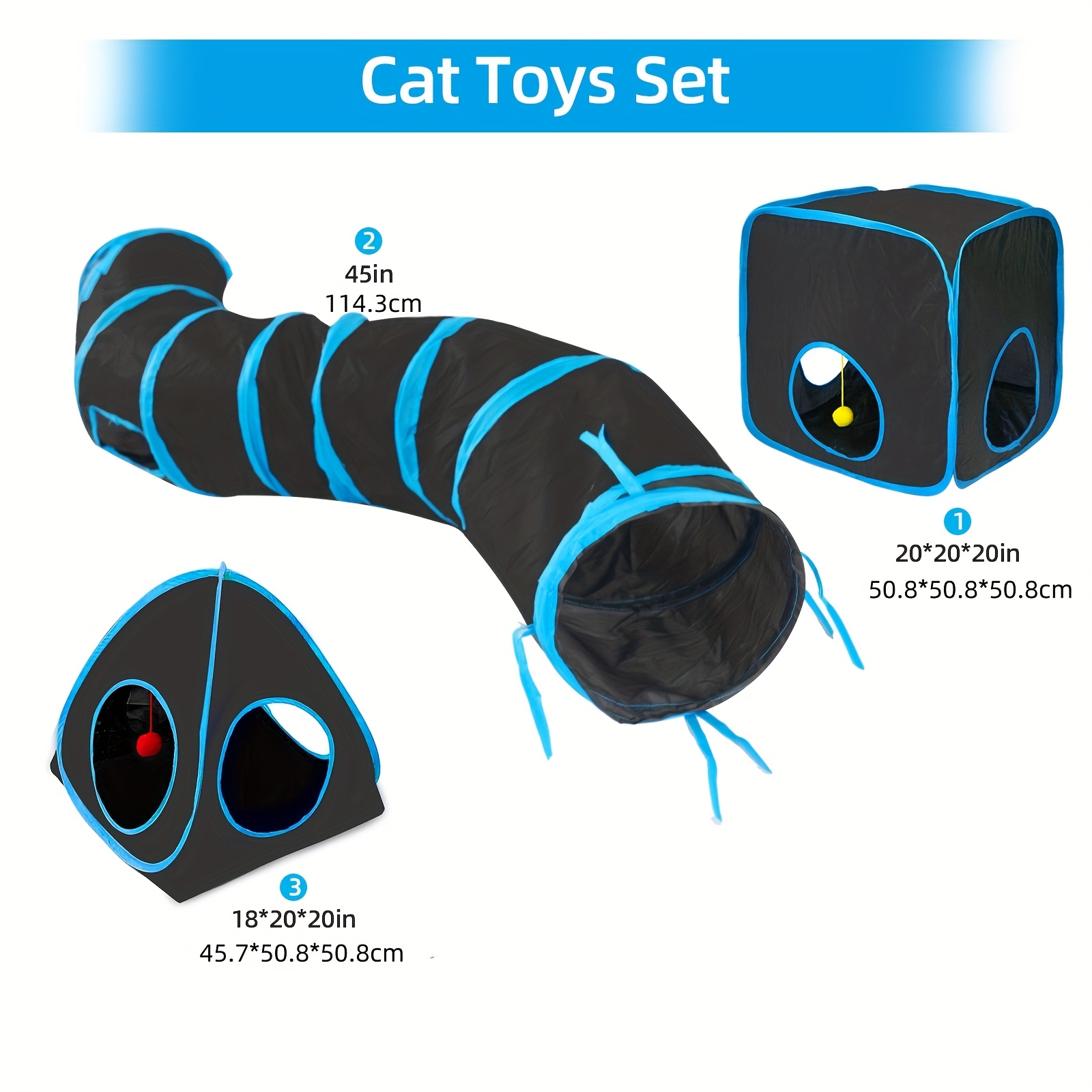 Cat Tunnels with Cube Tent Toys Combo for Indoor Play