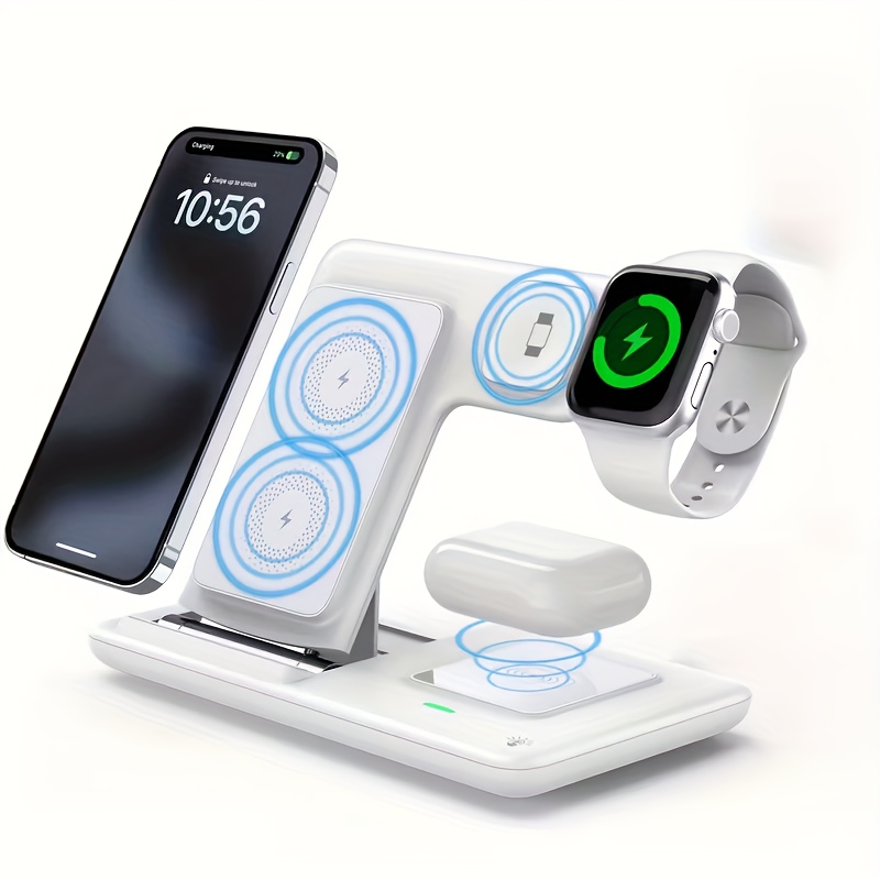 TEMU 3-in-1 Wireless Charging Station - 15w Fast Charger Stand With Qc3.0 Adapter - Suitable For Iphone 15 14 13 12 11 X 8 Pro Max/pro/mini/plus,