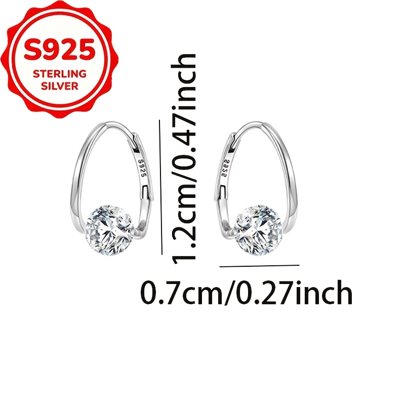 2pcs Women's S925 Silver Inlaid Zirconia Ring Earrings