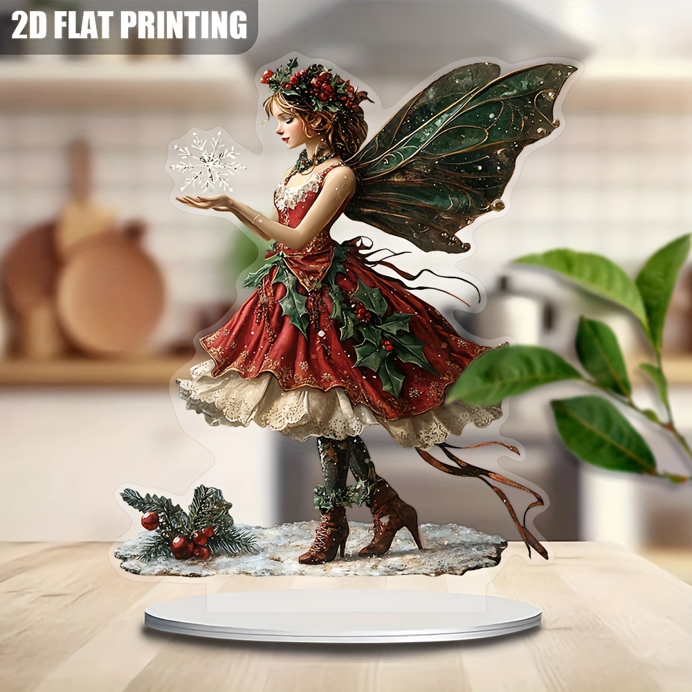 Art Deco Acrylic Christmas Fairy Sign With Stand - Tabletop Decor, Multipurpose English Plaque For Home & Office, Ideal For Bedroom, Garden, Living Room, Kitchen - 1 Piece