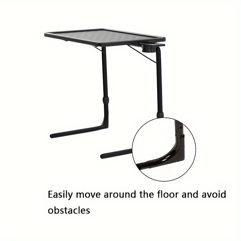 

Black Dining Folding Table, Folding Computer Table Bedside Table Minimalist Table Bedroom Lazy Table With Cup Holder