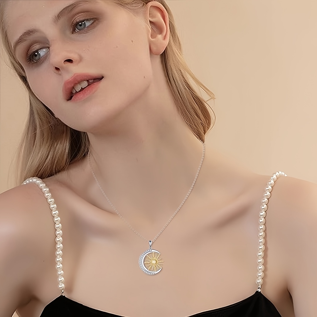 Women's S925 Silver Bicolor Stars Pendant Necklace