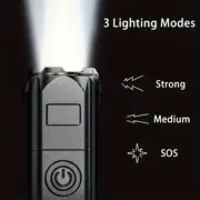 1pc led flashlight usb rechargeable with 18650 lithium battery plastic lamp shade portable for hiking camping outdoor emergency 800mah capacity details 6
