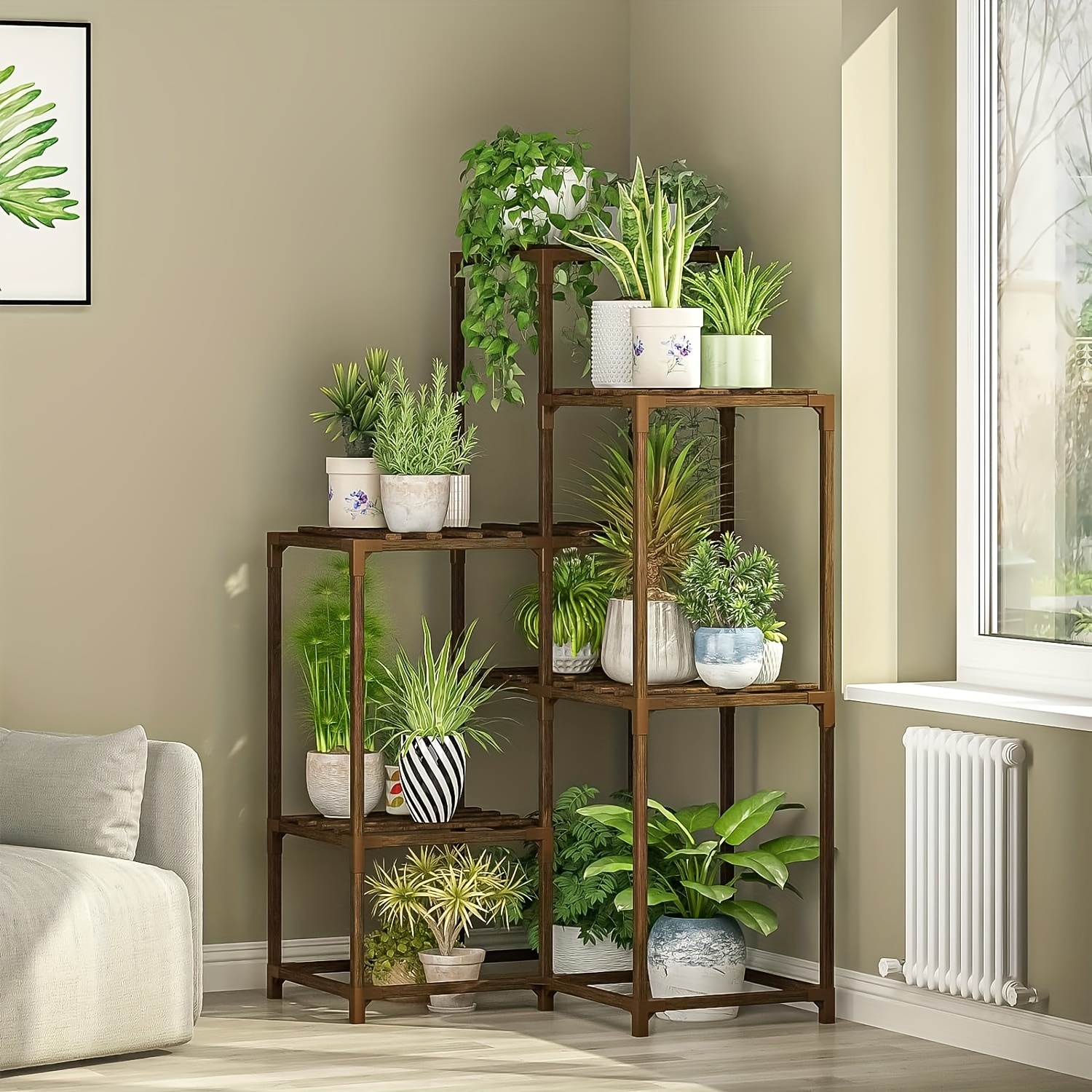 

1 Pack, Plant Stand Indoor Outdoor ,plant Shelf Corner Plant Table 7 Pots ,plant Holder For Living Room, Plant Rack Indoor ,multiple Plants For Patio Balcony Garden Decor