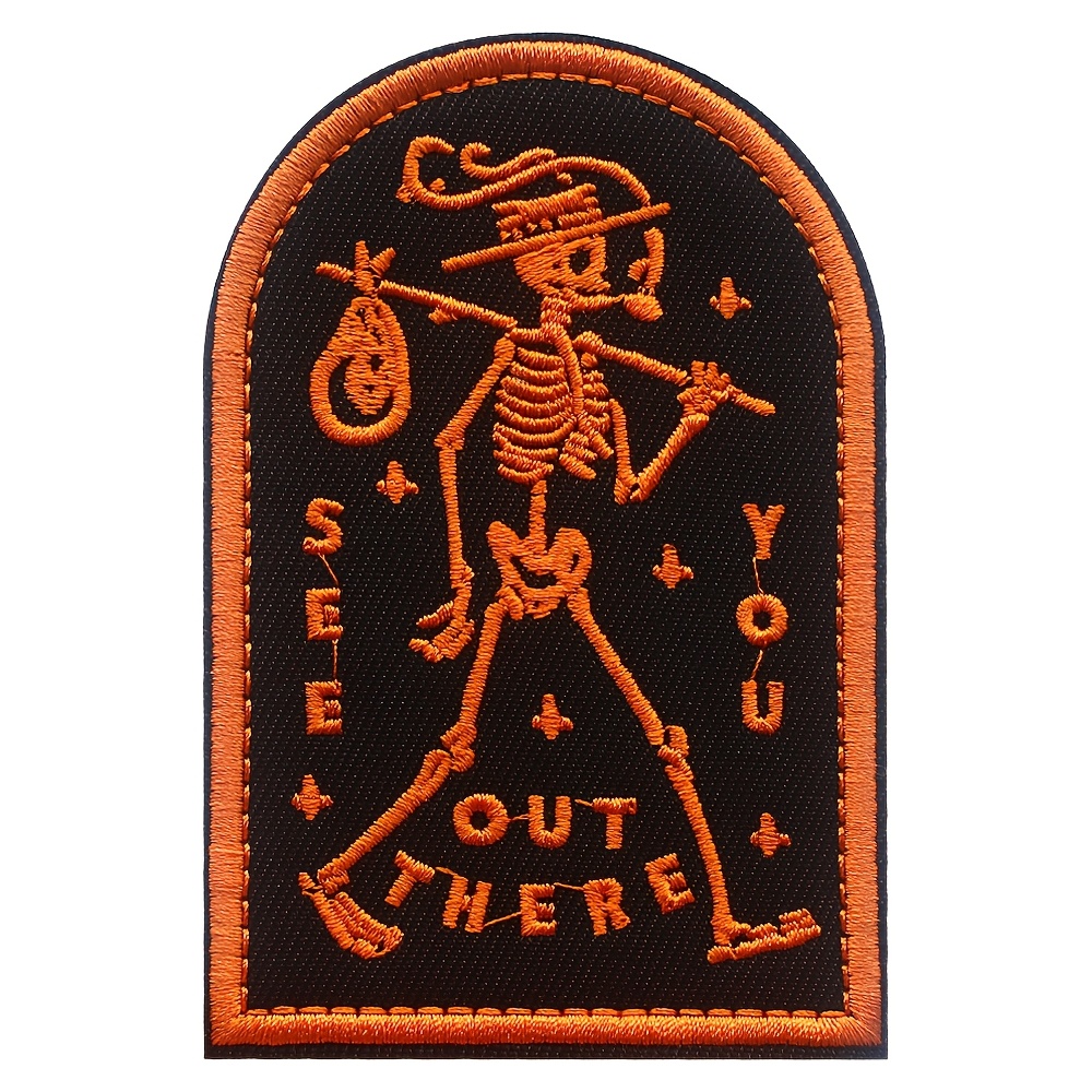 Embroidered Patch Reaper Hook Loop Emblem Clothing Decor Badge Appliques (orange)