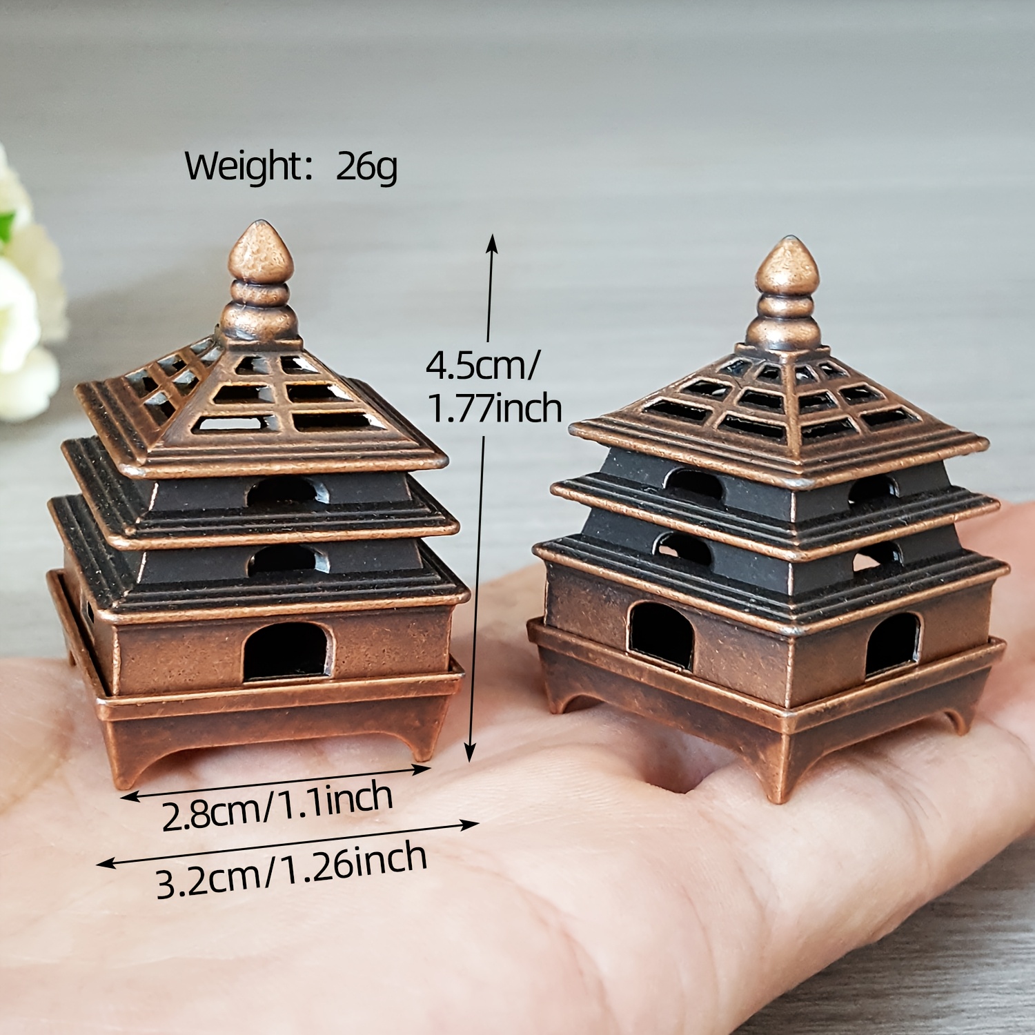TEMU 2pcs Retro Pagoda Incense Burners, Diffusers, Cone-shaped Ash Collectors, Yoga Meditation Home Decor Gifts, Office Housewarming Gifts, Birthday