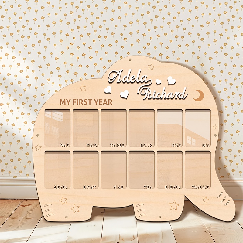 TEMU 1pc Personalized Wooden Photo Frame, 1st To 12th Month First Year Photo Frame, Personalized Newborn Photo Frame, Photo Collage, Personalized