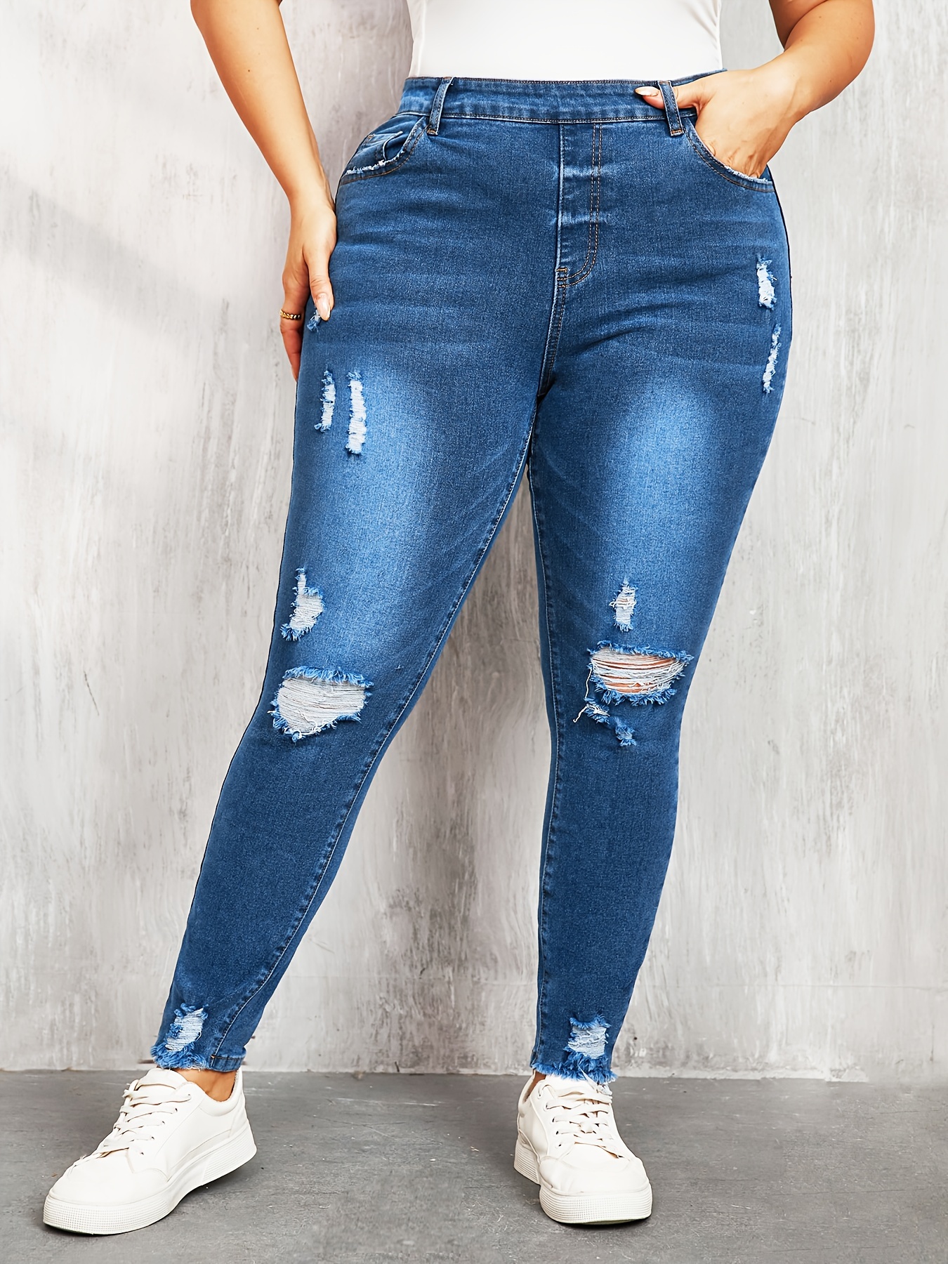 1pc high waisted skinny jeans women denim stretch pants - Temu Germany