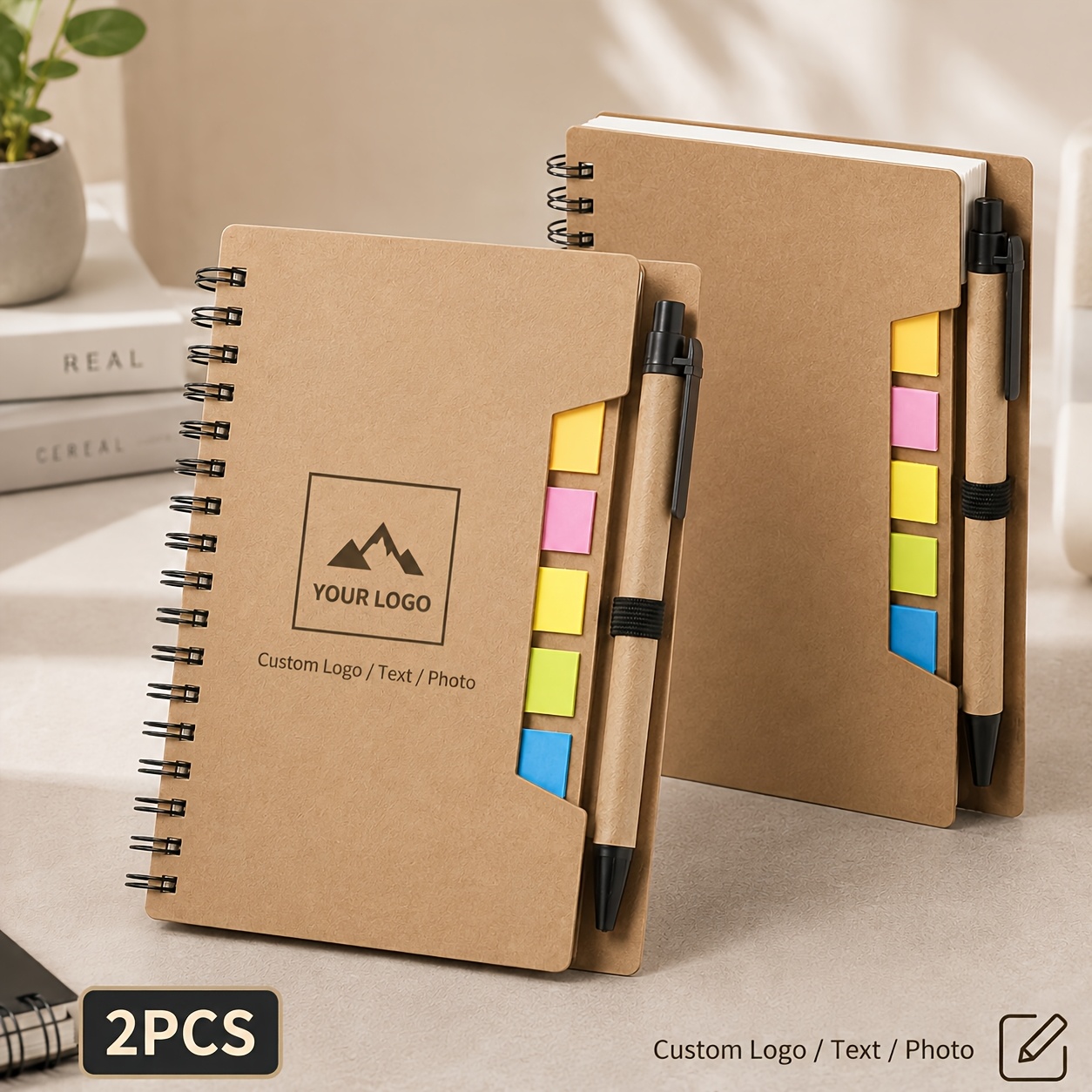 TEMU Confezione quaderni personalizzati a spirale, personalizzabili con design colorati o testo, linguette di a , anello per penna, ideali per