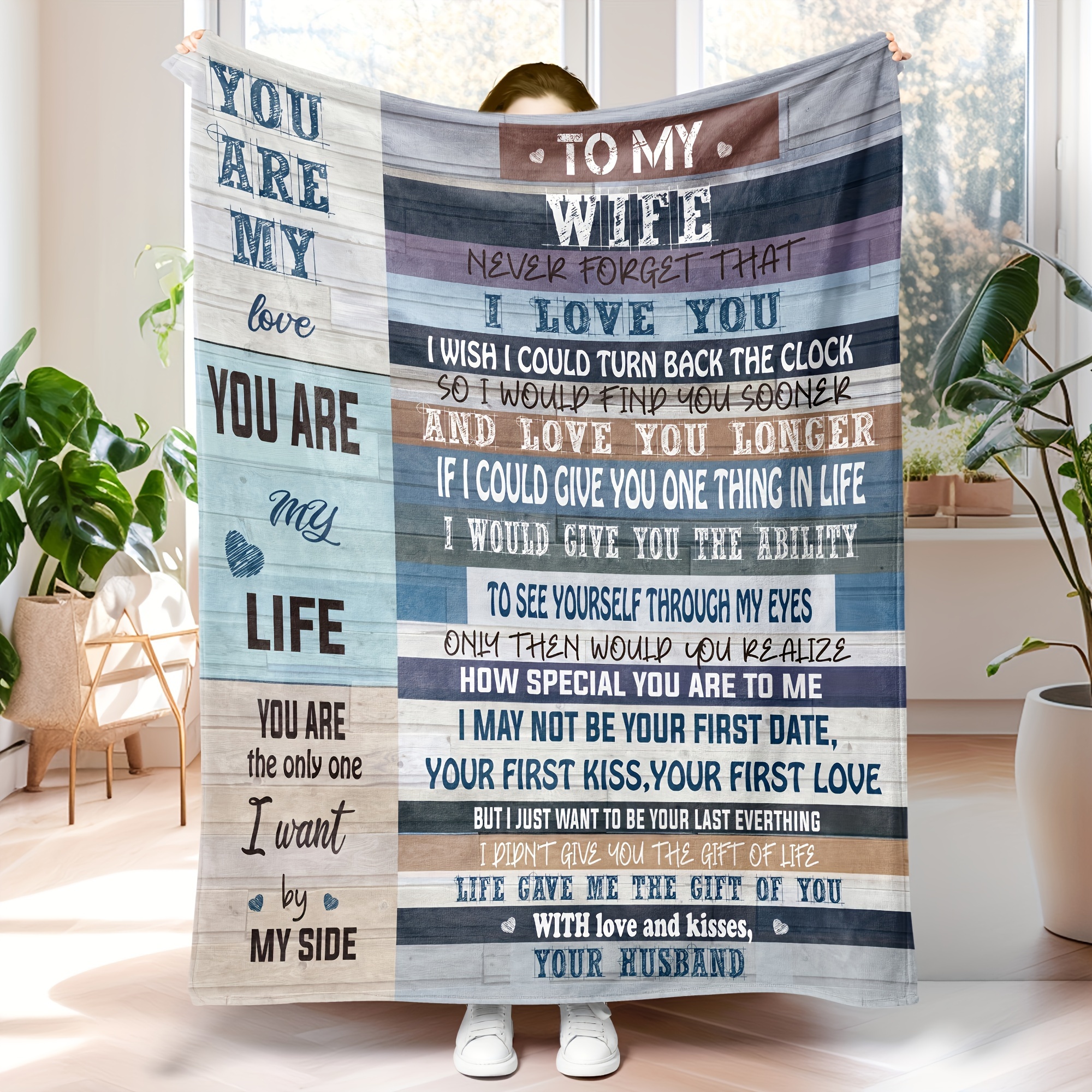 

1 Romantic Birthday And Anniversary Gift, Husband Gift For Wife, Cozy And Sentimental Wife Blanket, Multi-purpose Blanket, Perfect For Birthdays, Anniversaries Or Special Occasions