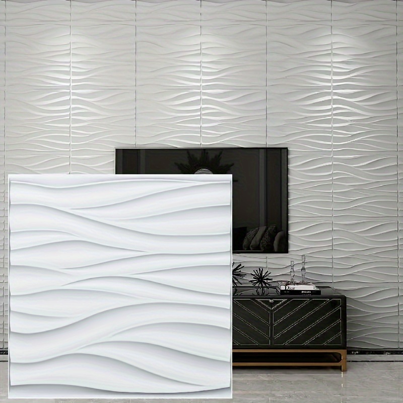 

30-piece Wave Texture 3d Pvc Wall Panels - Perfect For Kitchen, Office, Living Room, Bedroom & Tv Background Decor