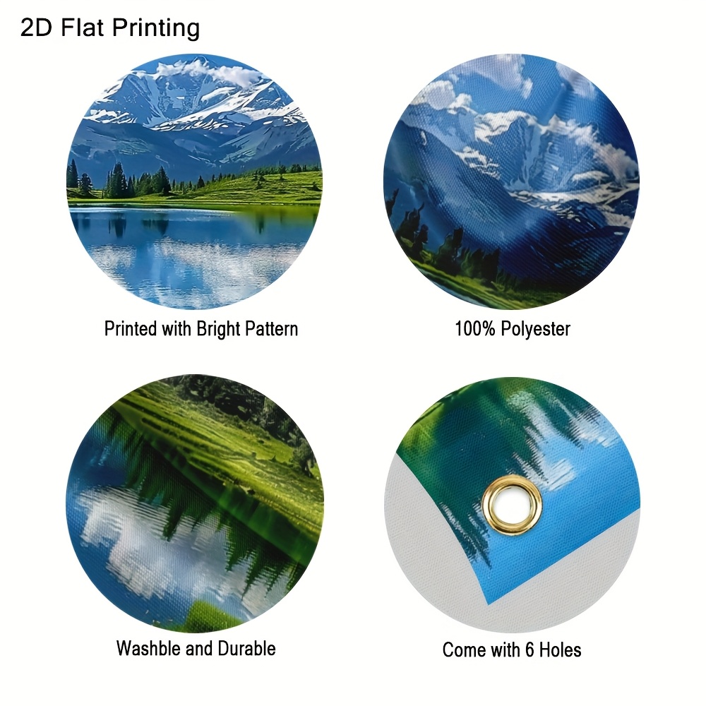 1pc Elegant Mountain and Lake Landscape Garage Door Cover - 2D Flat Printing, Easy to Hang Outdoor Banner for All Seasons, Festive Decor for Home, Garden, or Themed Events, Outdoor Decor