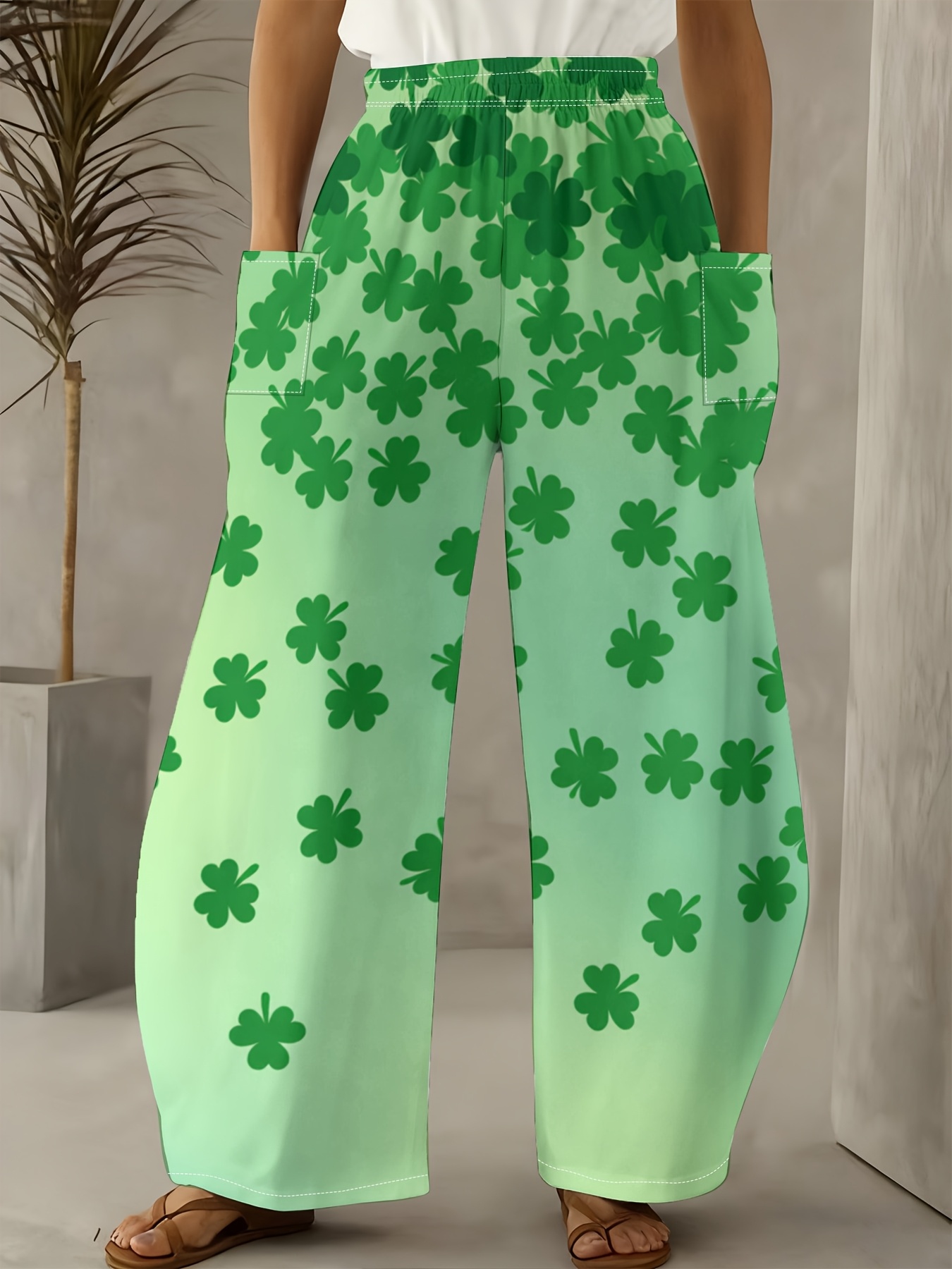 ladies long pants st patricks day featuring a loose fit - Temu Canada