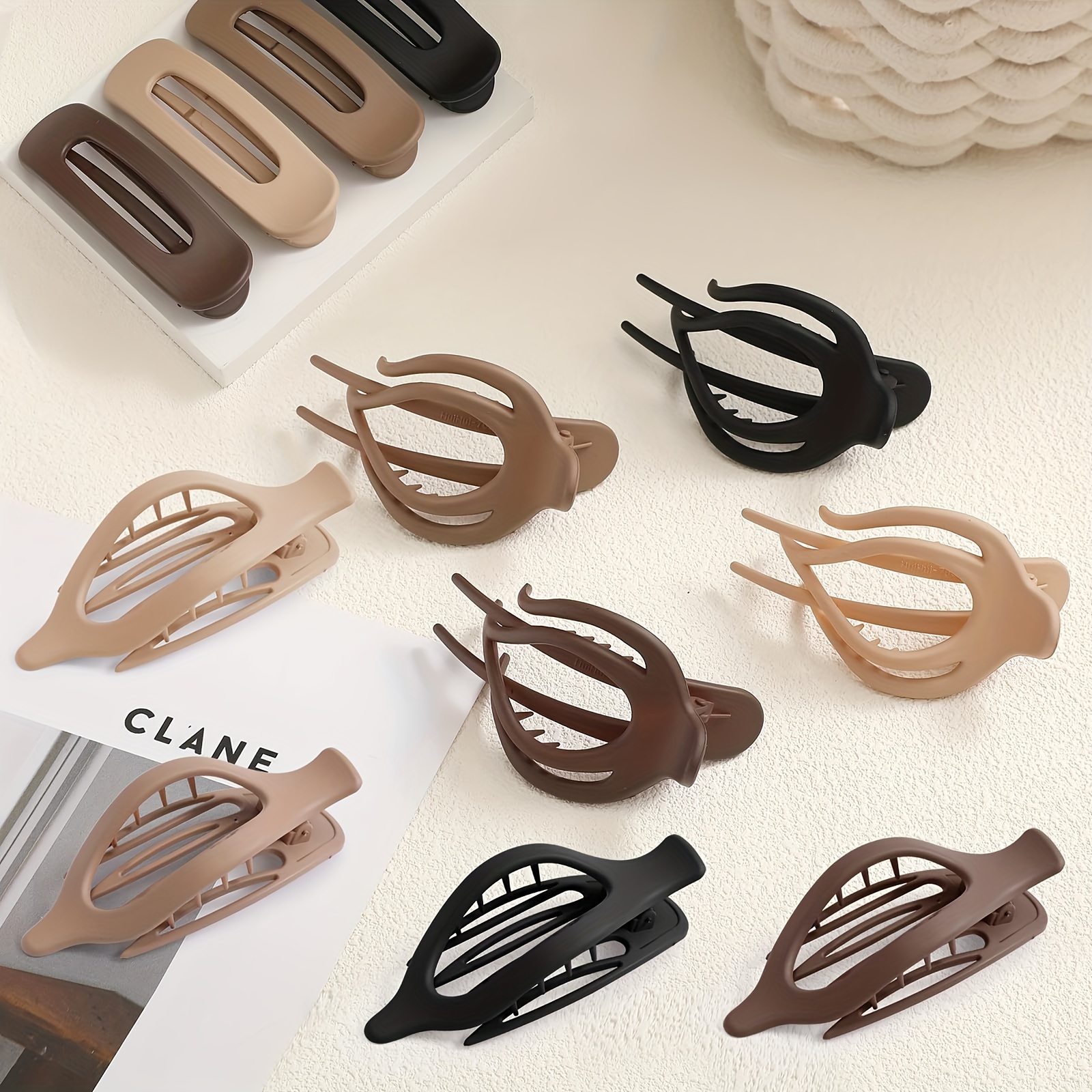 

12 Pack Flat Hair Clips, French Design Flat Hair Clips, French Concord Hair Clips, Alligator Hair Clips For Women, Oval Barrette Jaw Clips, Strong Hold Side Hair Clamps, Matte Claw Clips For Thick