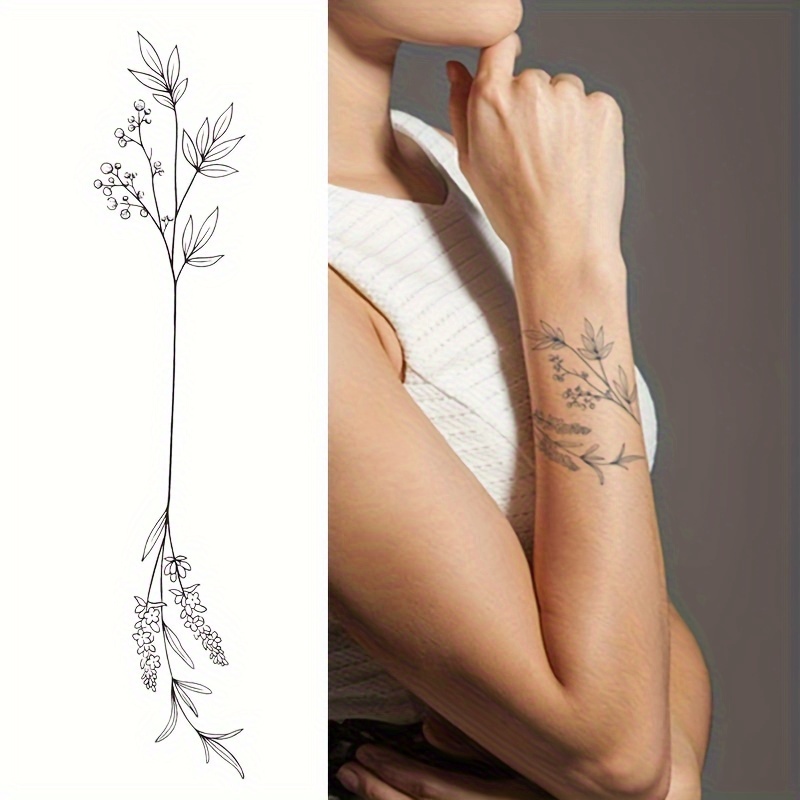 

Floral Arm Tattoo, Long-lasting Waterproof Tattoo Sticker That Lasts For 1 To 2 Weeks, Semi-permanent Realistic Non-reflective Temporary Tattoo Sticker, Fake Tattoo