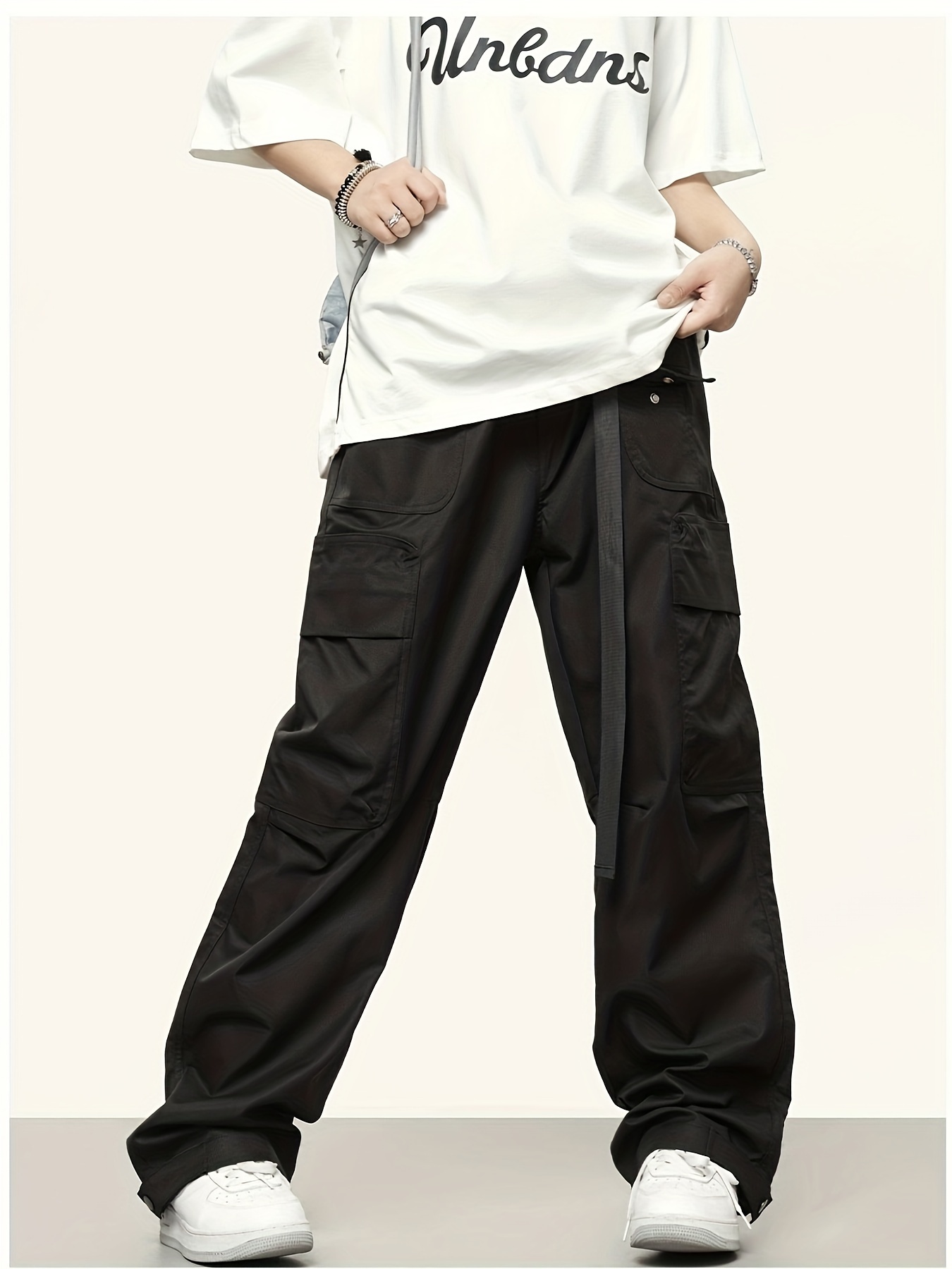 Baggy Y2k Streetwear Hiking Causal Pants, Solid Color Cargo Pants With  Pocket, Women's Activewear