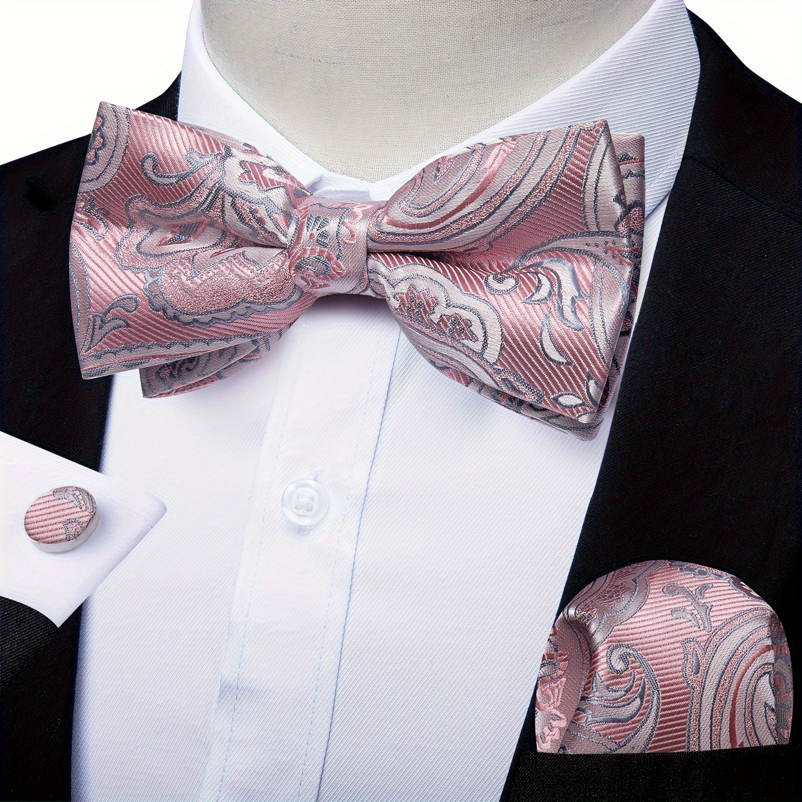 Image of Business Formal Bow Tie Combo - Heavy-duty 1200-needle Suitable For Weddings, , Corporate Events, Valentine' Day & Father' Day Gifts, Versatile Necktie Accessory For