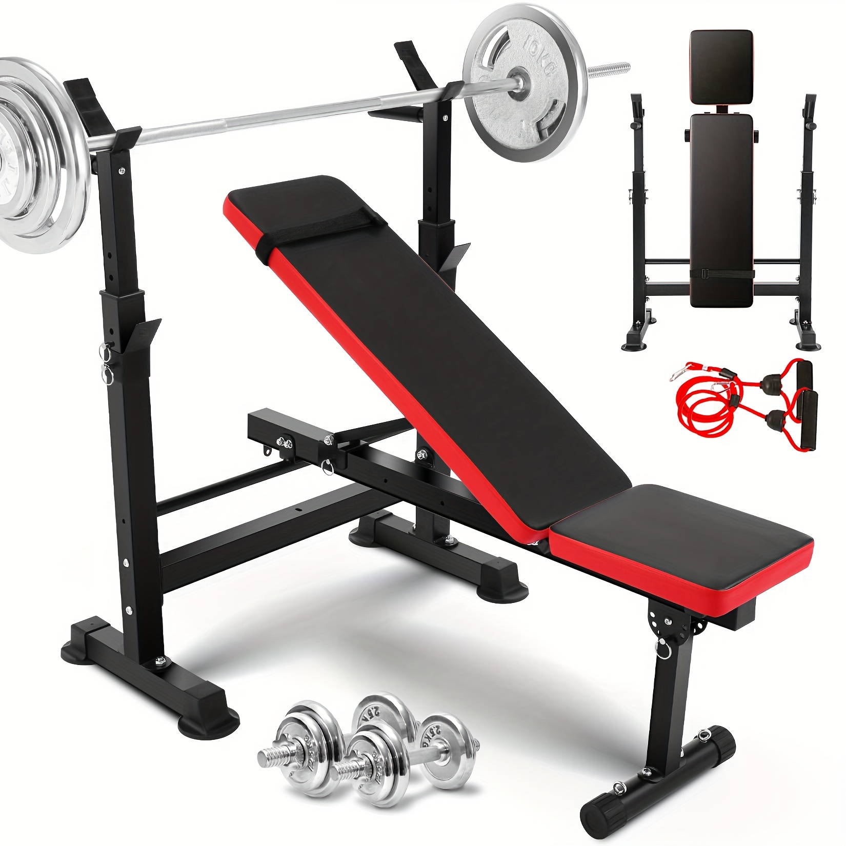 

Professional All In 1 Weight Bench Set With Squat Rack, Adjustable & Foldable Workout Bench Press Set With Leg Developer, Preacher Pad For Home Gym Full Body Workout