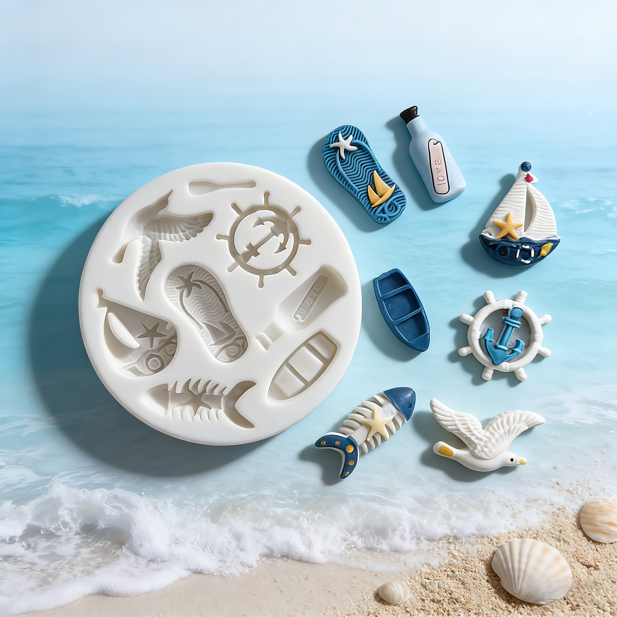 E-shop Tonfigur in Form Segelbootes auf dem Ozean, , Gips, Aromatherapie-Harz-Silikonform