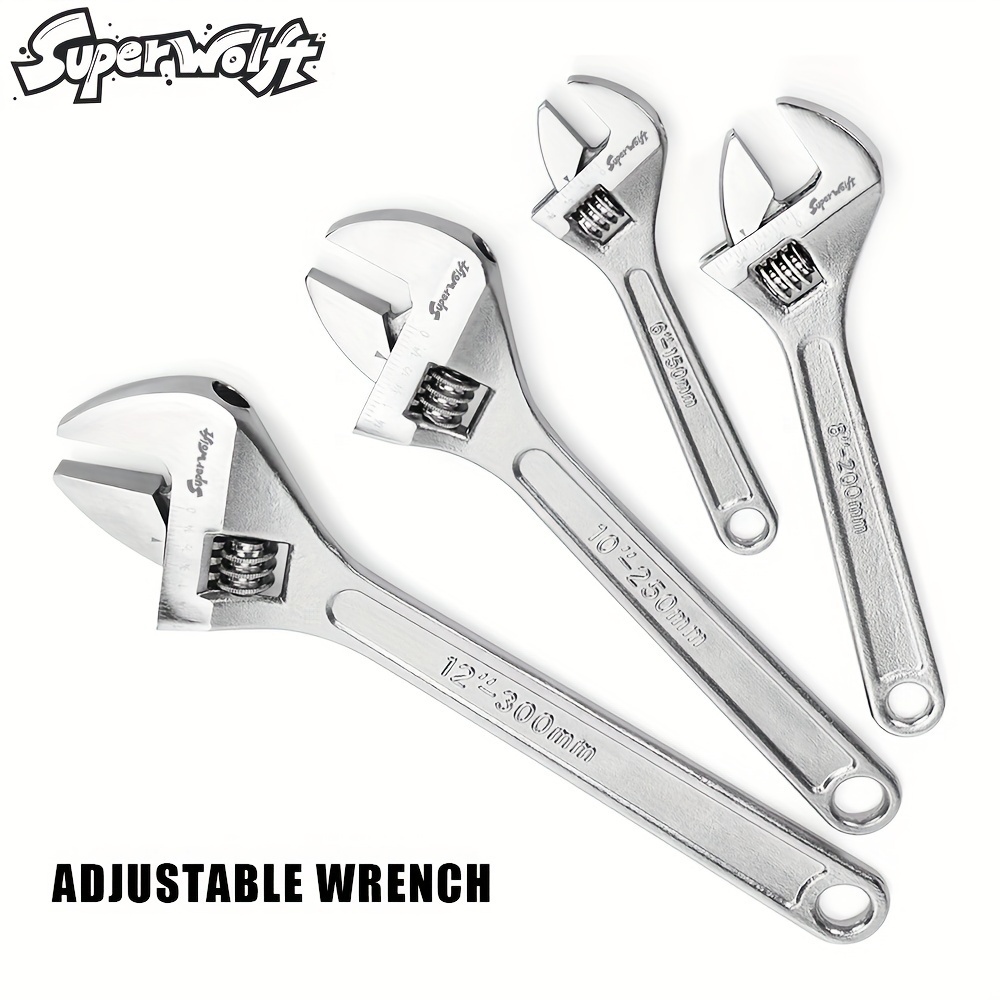 

Adjustable Wrench, Forged, Heat Treated, Chrome-plated