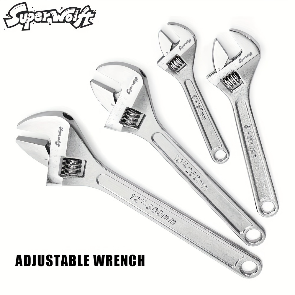 

Premium 4pcs Adjustable Wrench Set - , Heat Treated & -plated High Carbon Steel (6", 8", 10", 12")