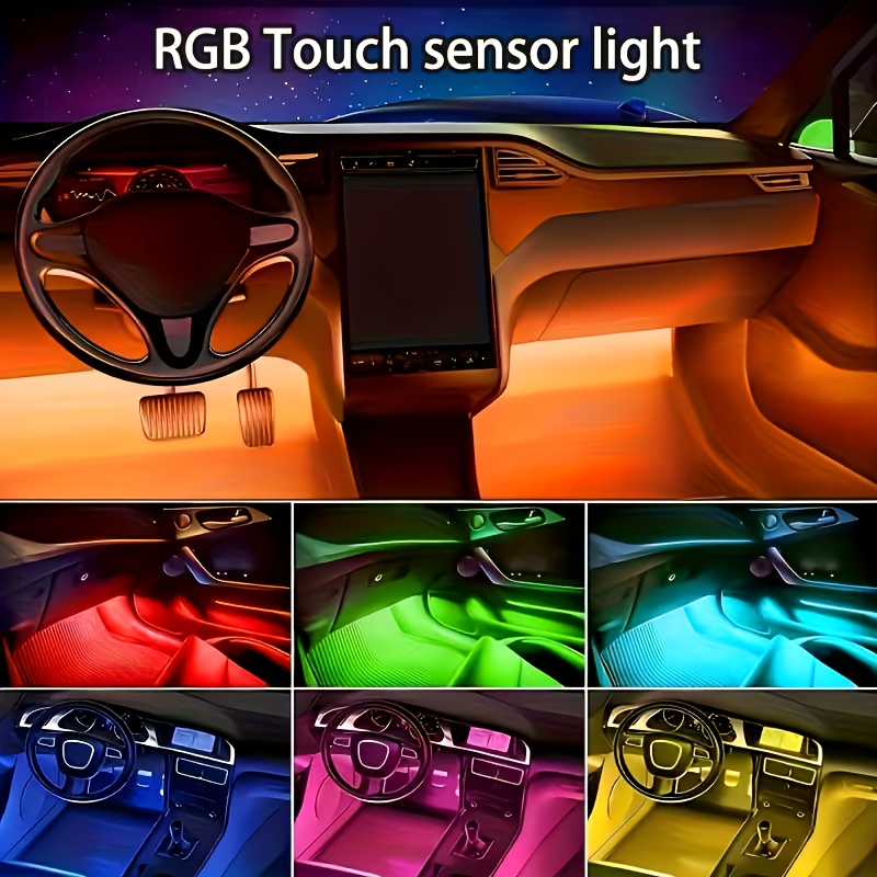 6 4 2pcs car interior ambient lights rgb footwell decorative lights magnetic led touch activated car lights usb powered suitable for sedans pickups suvs and   Product details 2