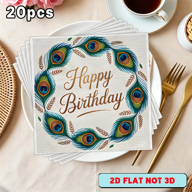 photo de l'article serviettes à dessert 2d imprimées à plat, 20 pièces,  s serviettes à motif   pour fête à thème, anniversaire, anniversaire de mariage et célébrations de mariage - vaisselle   pour occasions spéciales