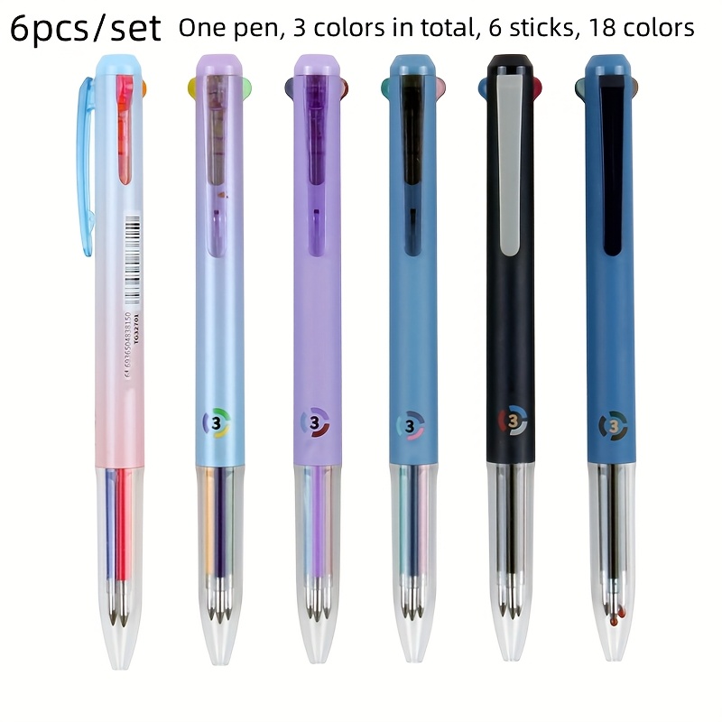 E-shop Set mit 6 bunt lackierten, 0,5 mm , einziehbaren Gelstiften in Vintage Morandi Juice Farben, ideal zum Schreiben, für die Hervorhebung von