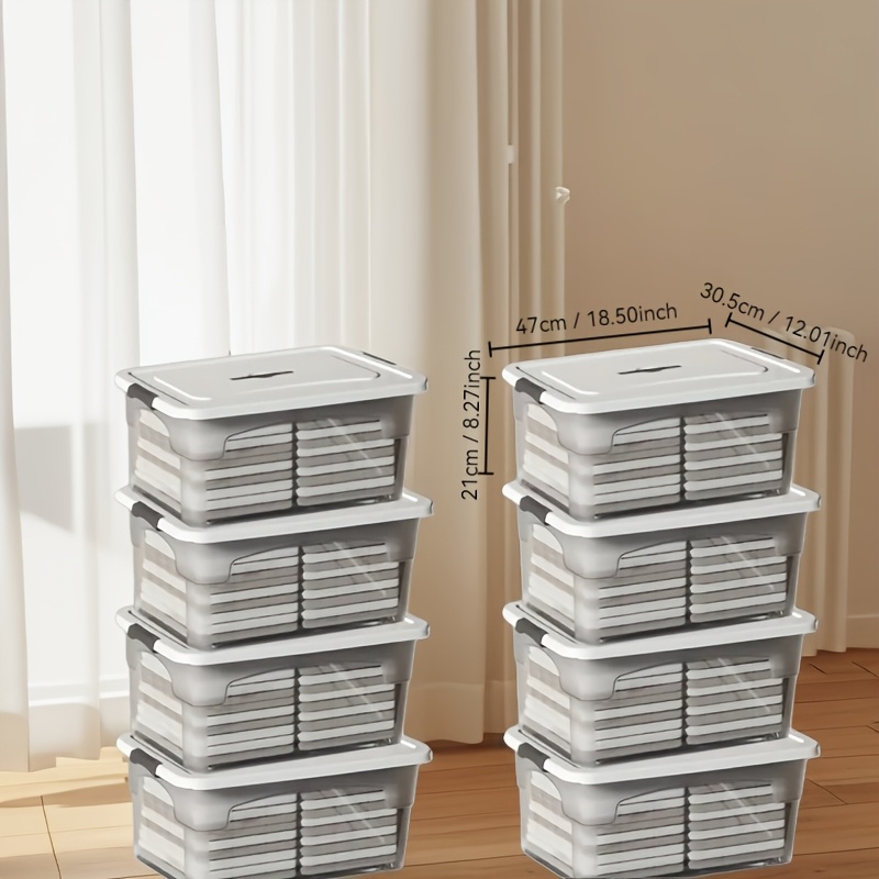 8 Storage Boxes with Lids, Stackable and Durable