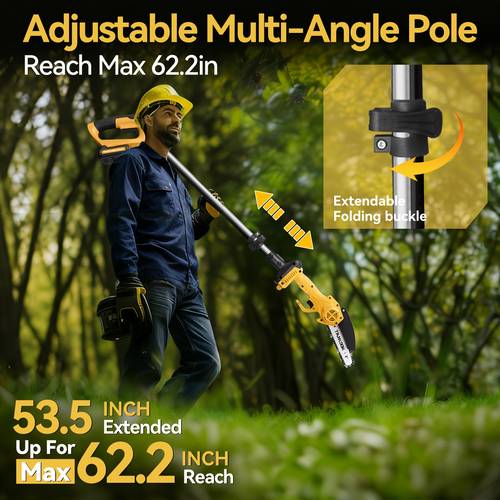 2 in 1 cordless high branch saw with extendable electric saw with battery chain charger tree pruning saw with telescopic rod large capacity battery suitable for gardens courtyard pruning trees a gift for
