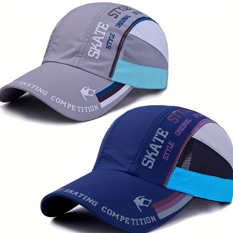 E-shop 2er-Pack Sommer Schnelltrocknende Kappen, Outdoor Baseballmützen für Damen und Herren, Sonnenschutz Mesh-Mützen, Atmungsaktive Wandermützen