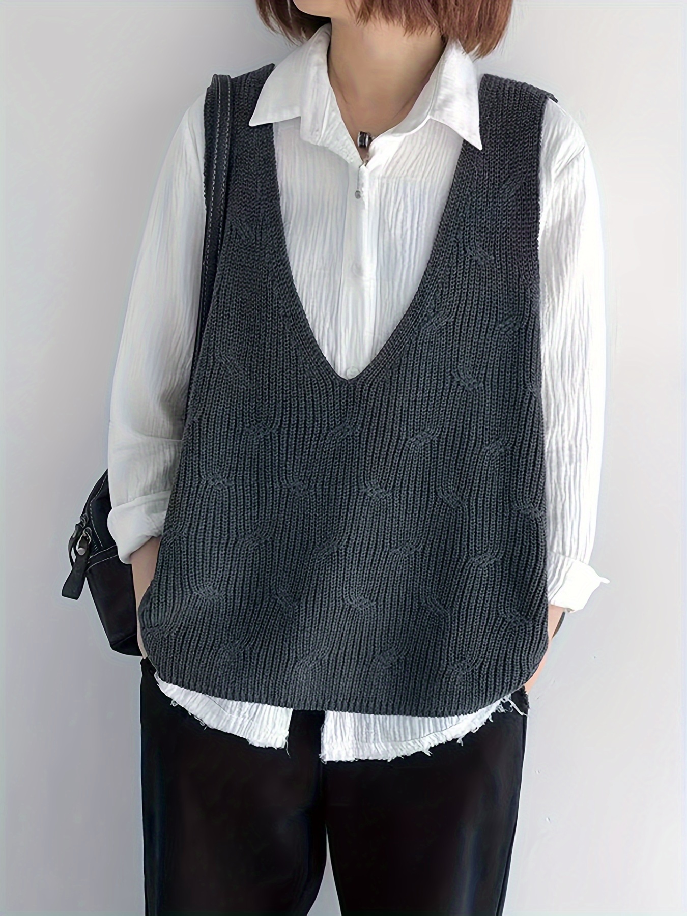 damen strickweste polyester v ausschnitt camisole pullover Temu