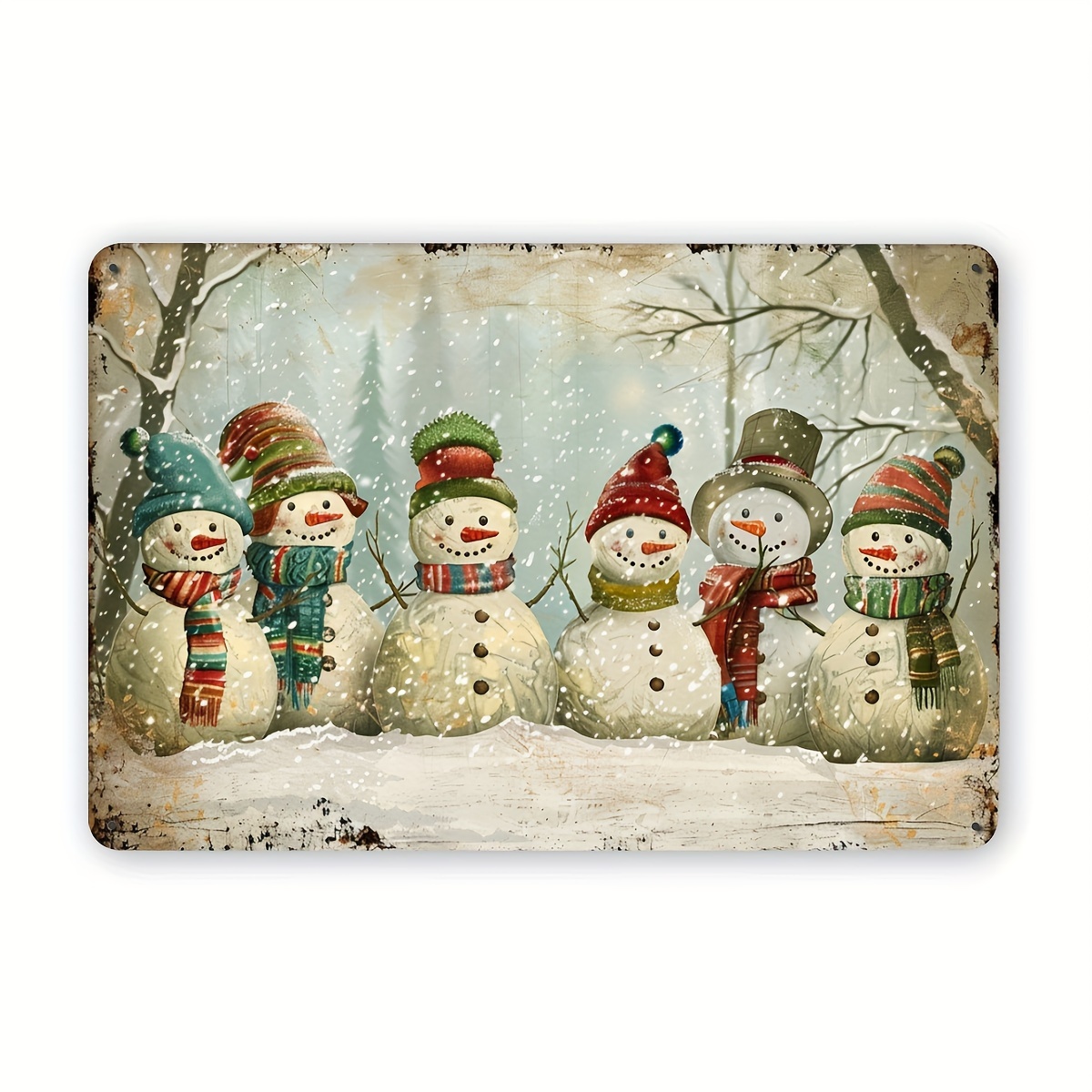 

Christmas Snowman Metal Tin - For , Bar, , Or Decor | Art Pre-drilled | 12x8