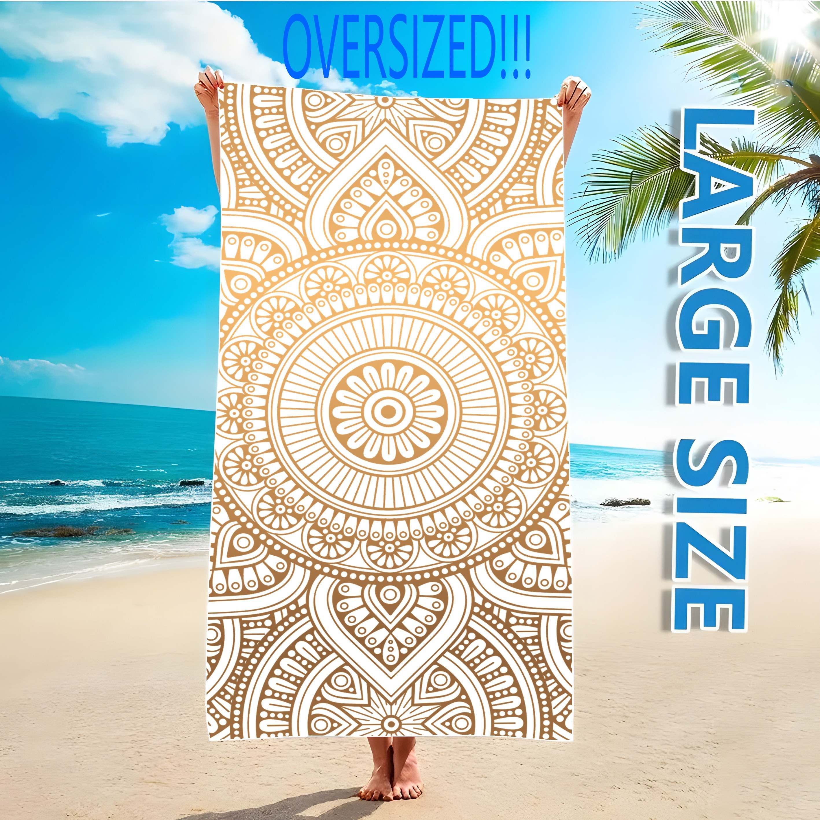

1pc Bohemian Pattern Beach Towel, Soft Absorbent Beach Towel, Lightweight Beach Blanket, For Beach Travel Camping Summer Vacation, Beach Essentials