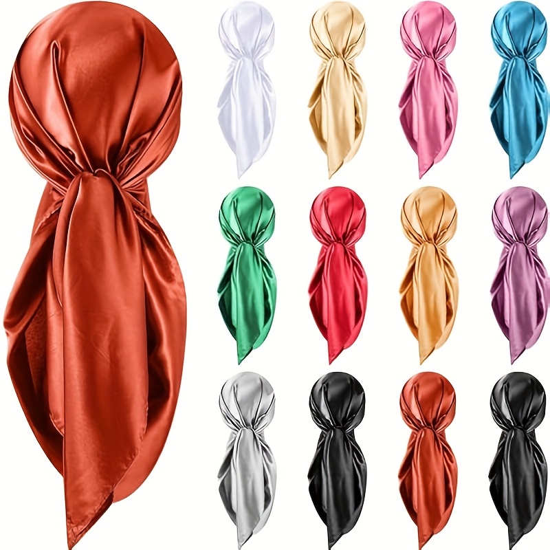 12-Pack 35-Inch Satin Square Scarves