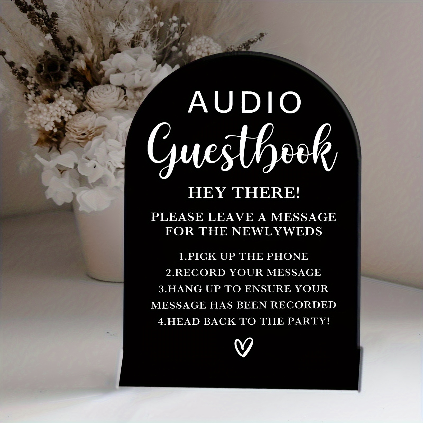 TEMU 2d Flat, Interactive Wedding Guestbook With Voice Message Recording - 2d Flat Acrylic Self-recording Message Center With Phone Operation Guide,