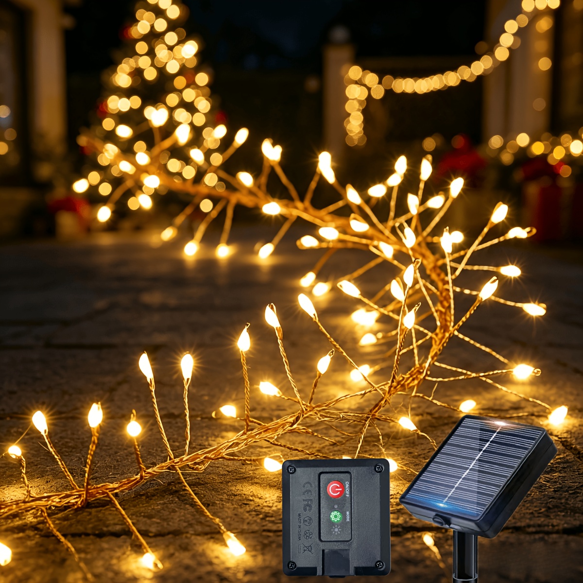 TEMU 1 stuk Zonne-energie LED Knaller Licht, LED Snoerlicht, Knaller Lichtsnoer, Feeërieke Lichtsnoer, Helderdere Lithiumbatterij, IP65 Buiten
