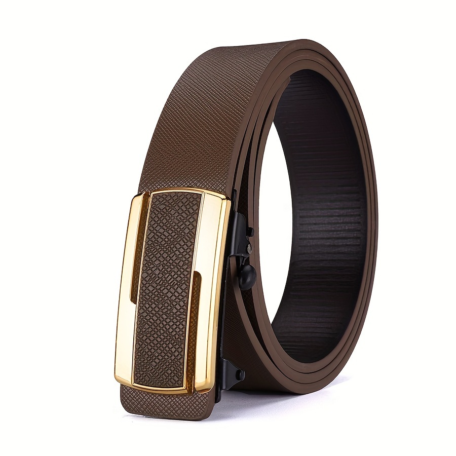 

1 ceinture pour homme en cuir PU au design simple et rétro, avec boucle automatique, pour la vie quotidienne, les loisirs, les fêtes et le travail.