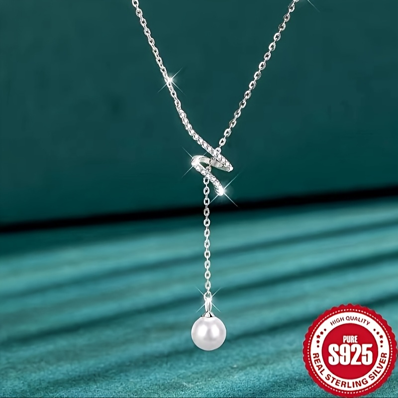 925 Sterling Silver Imitation Pearl Women's Necklace Shaped - Hypoallergenic, Durable, Long-lasting, Perfect for Mother's Day Gifts or Daily Accessories, with Elegant and Exquisite Design