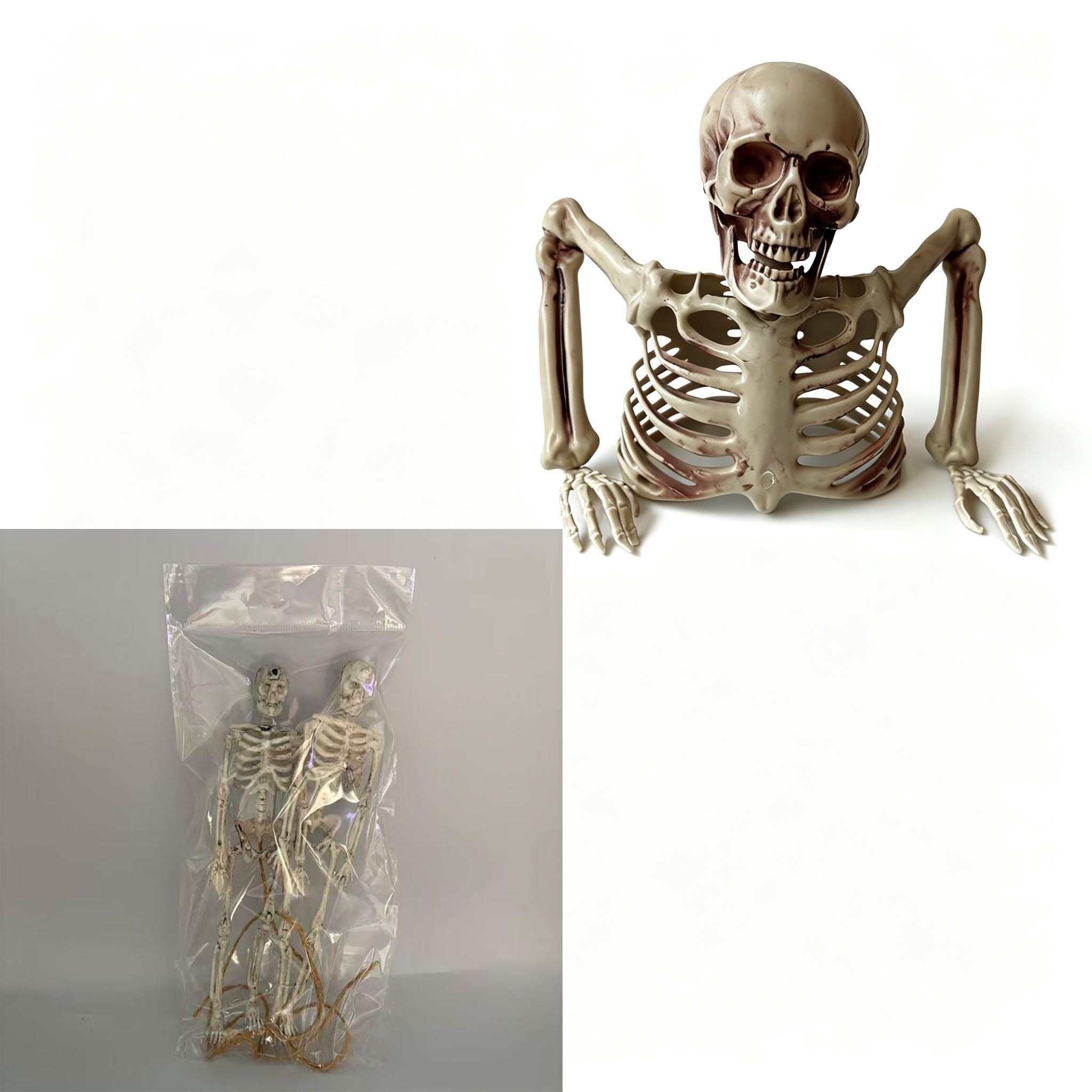 Image of 3pcs Half Skeleton Wooden Stakes Halloween Yard Decorations, Realistic Head Ground Insert Props, Spooky Lawn Ornaments For Outdoor Garden, Cemetery, Party Haunted House Horror Scene Supplies