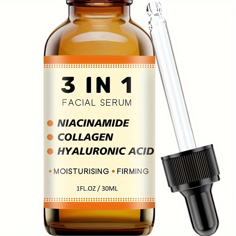 

30ml 3 In 1 Facial Serum With Niacinamide, Collagen, Hyaluronic Acid, Moisturizing, Rejuvenating & Firming Serum, 30ml/1fl.oz.