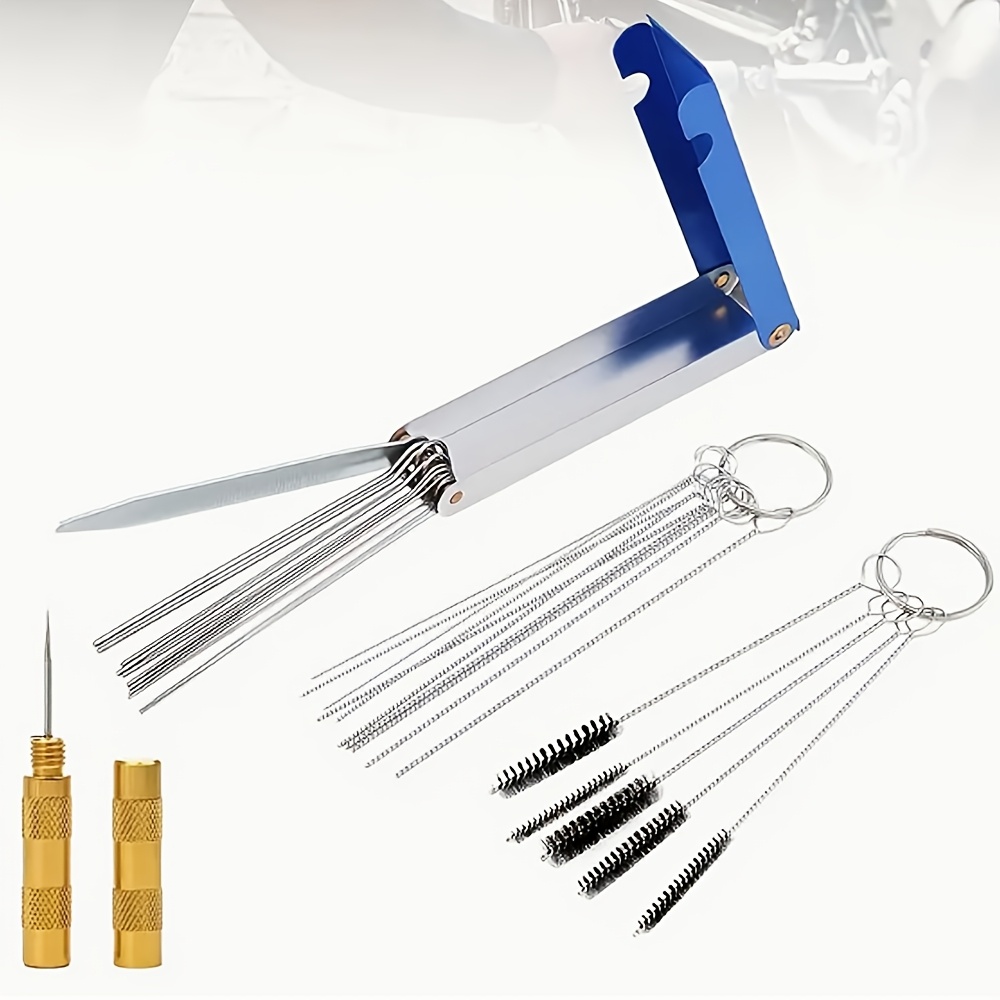 TEMU Carburetor & Spray Gun Cleaning Tool Kit With Torch Tip Cleaner & Carbon Remover Suitable For Small /pipe Cleaning, Carb Brush Set For Torch